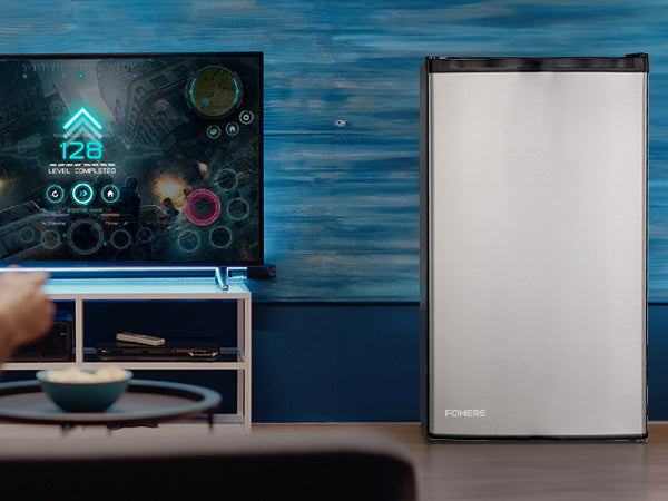 3.2 Cu.ft Mini Refrigerator with 7 Temp Control, Compact Fridge with Freezer, Low Noise, Stainless Steel