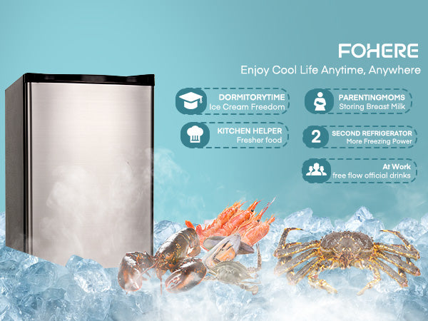 3.2 Cu.ft Mini Refrigerator with 7 Temp Control, Compact Fridge with Freezer, Low Noise, Stainless Steel