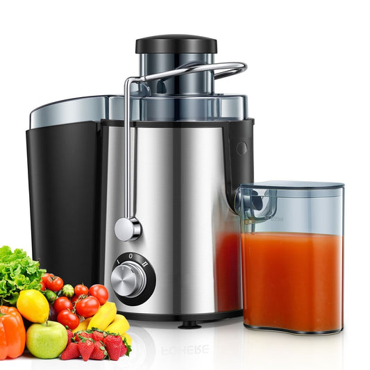 Juicer Machines, Juicer Machines Vegetable and Fruit Easy to Clean with 3" Wide Mouth, Compact Centrifugal Juicer Extractor Anti-Drip with Dual Speeds, Recipe & Brush