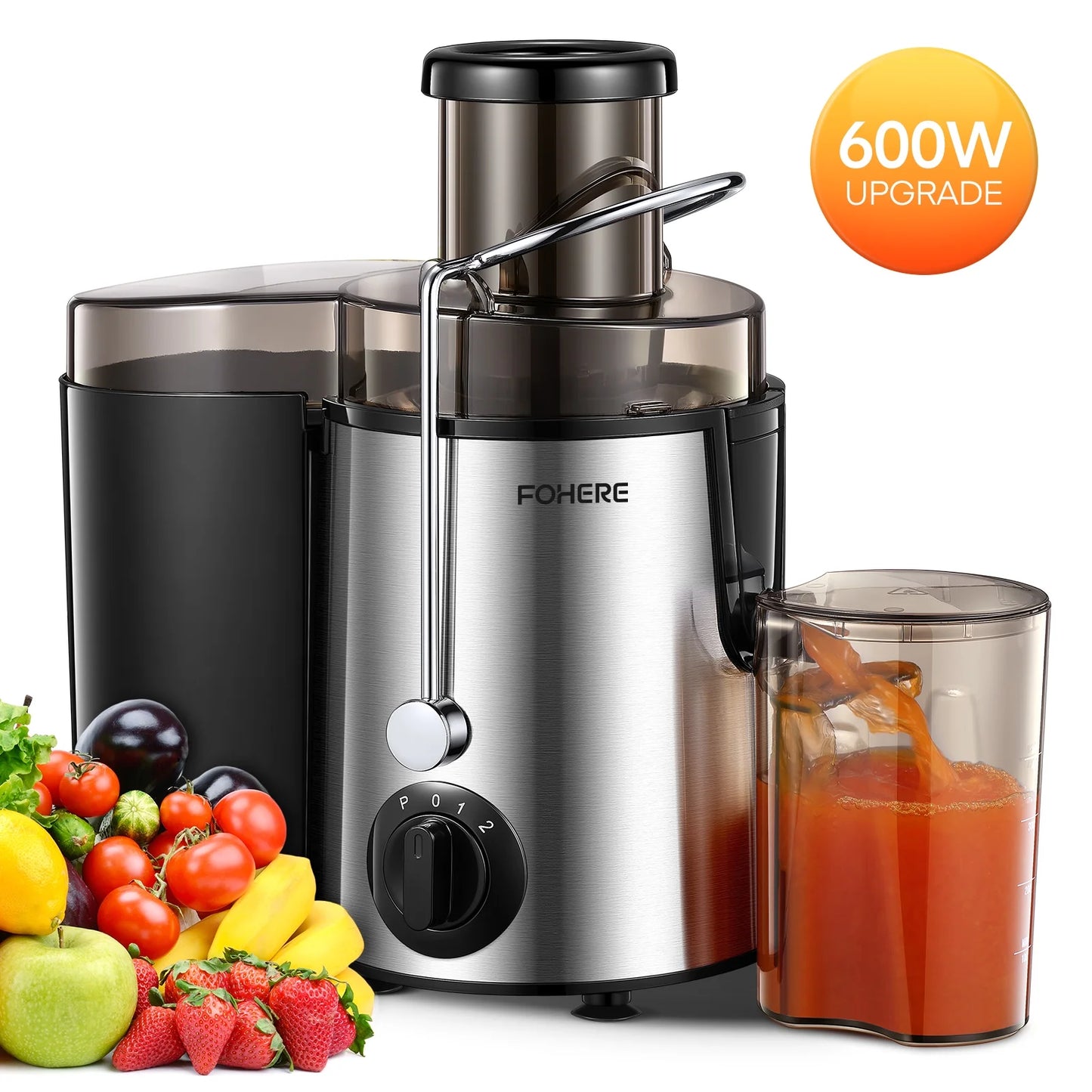Juicer Machines, 3 Speeds 600W Upgrade Centrifugal Juicer Extractor with 3'' Feed Chute for Fruit and Vegetables