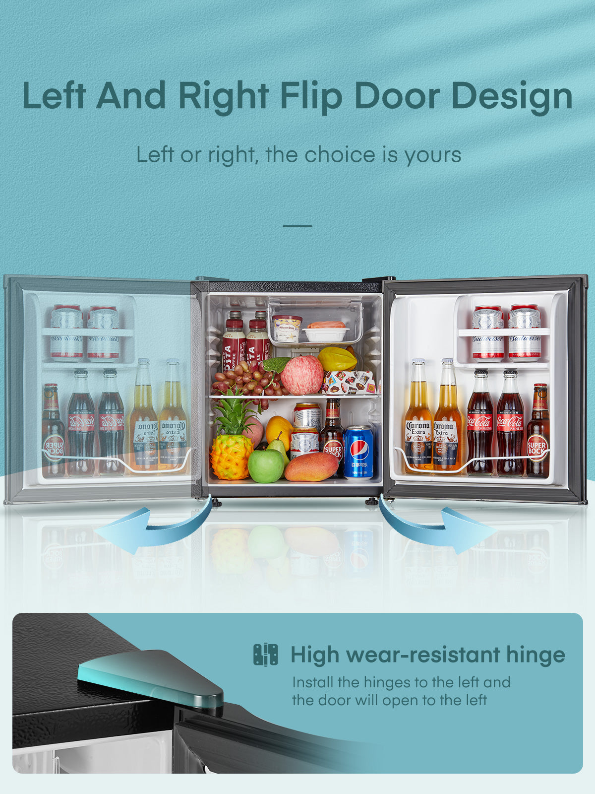 1.6 Cu.ft Mini Refrigerator with 7 Temp Control, Compact Fridge with Freezer, Low Noise, Stainless Steel