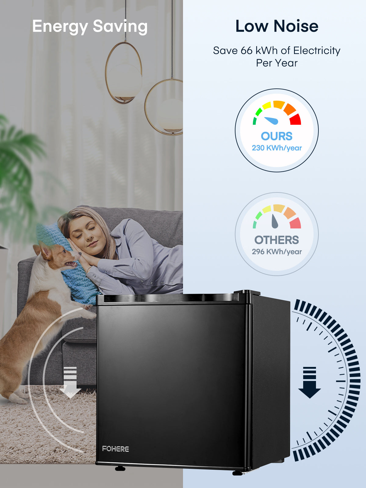 1.6 Cu.ft Single Door Mini Fridge for Drinks, Partitioned Storage, 7 Level Temp Control, Black