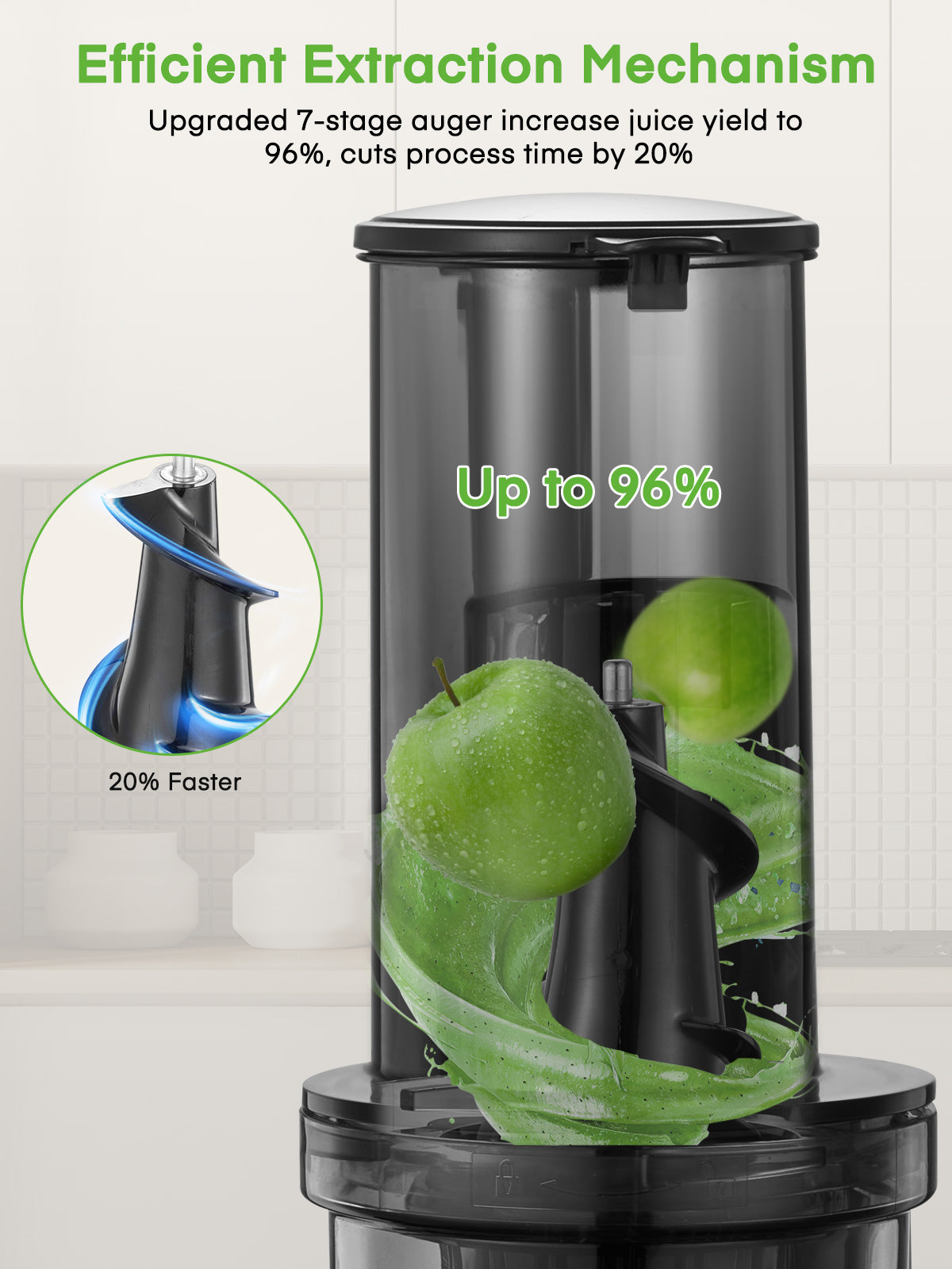 Cold Press Juicer with 5.3 Inches Feed Chute, Easy to Clean with Reverse Function