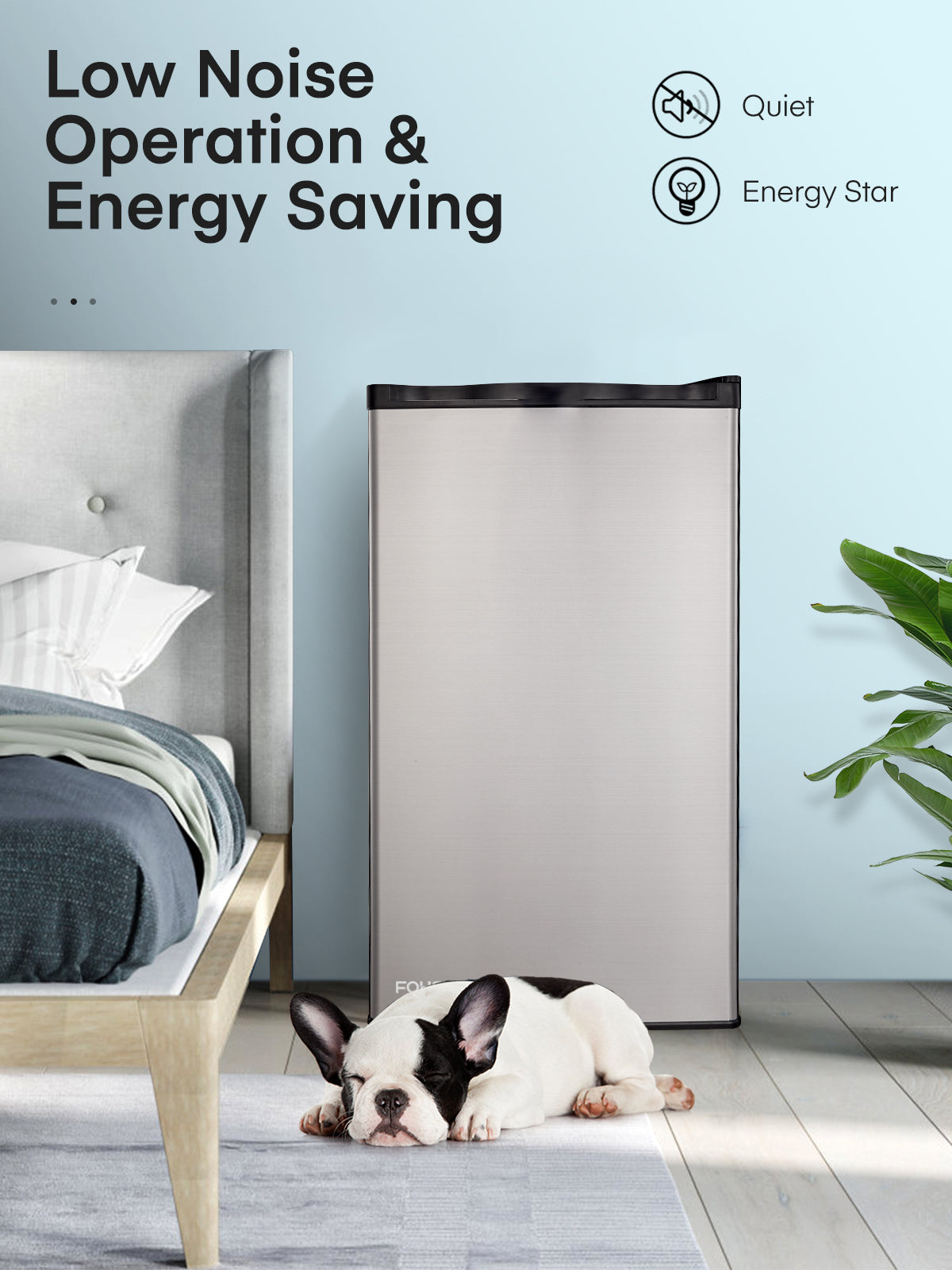 3.2 Cu.ft Mini Refrigerator with 7 Temp Control, Compact Fridge with Freezer, Low Noise, Stainless Steel