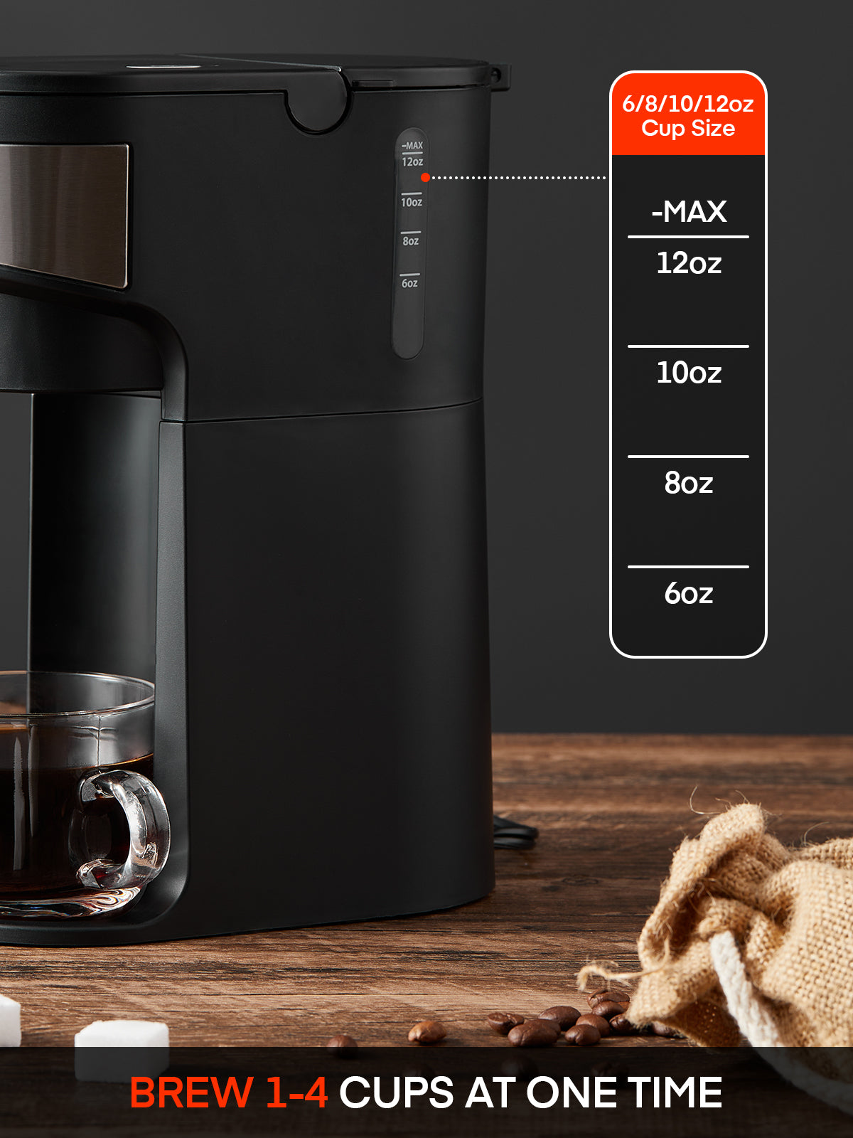Coffee Maker, Single Serve Iced and Hot Coffee Brewer Compatible with K Pod, 1000w, 4 Brewing Sizes