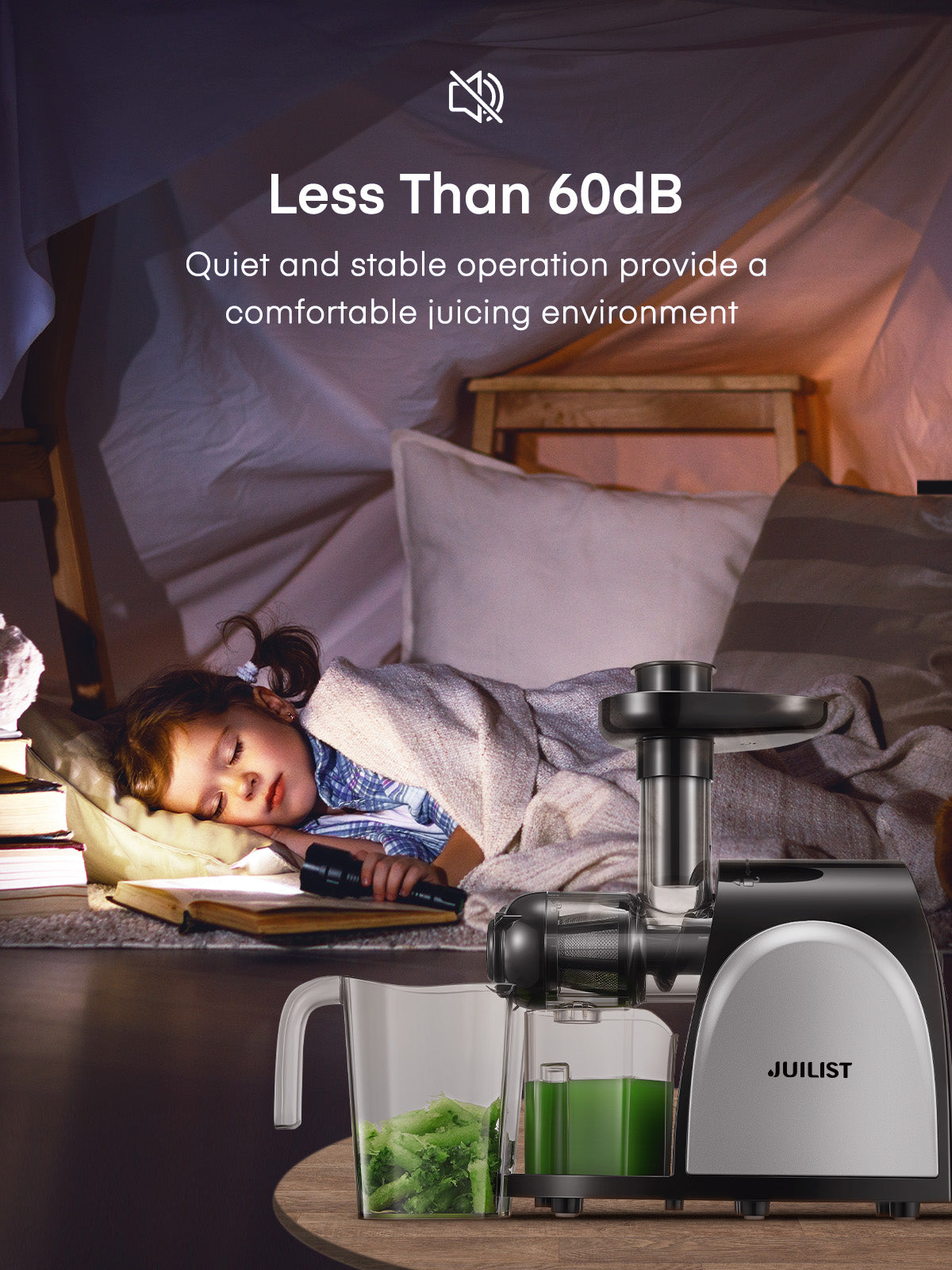 Cold Press Juicer High Juice Yield&Easy Clean, Slow Juicer with Reverse Function&Quiet Motor