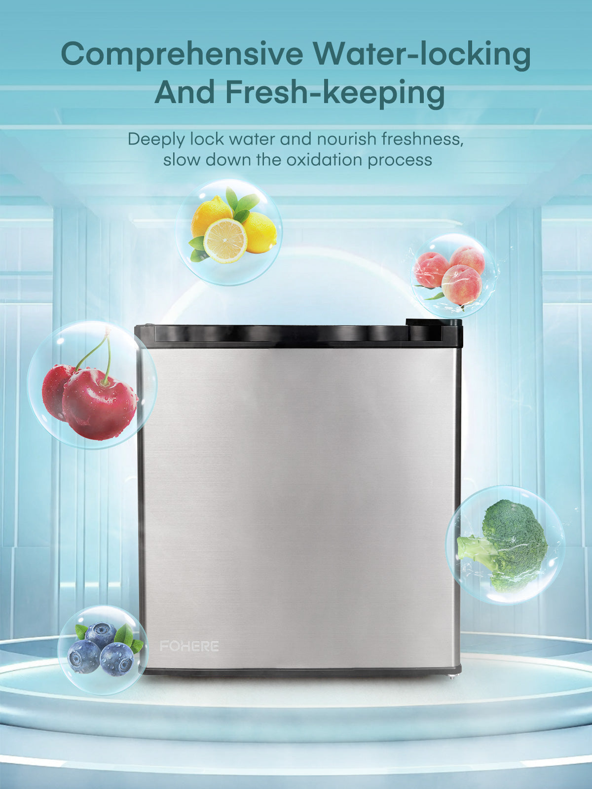 1.6 Cu.ft Mini Refrigerator with 7 Temp Control, Compact Fridge with Freezer, Low Noise, Stainless Steel