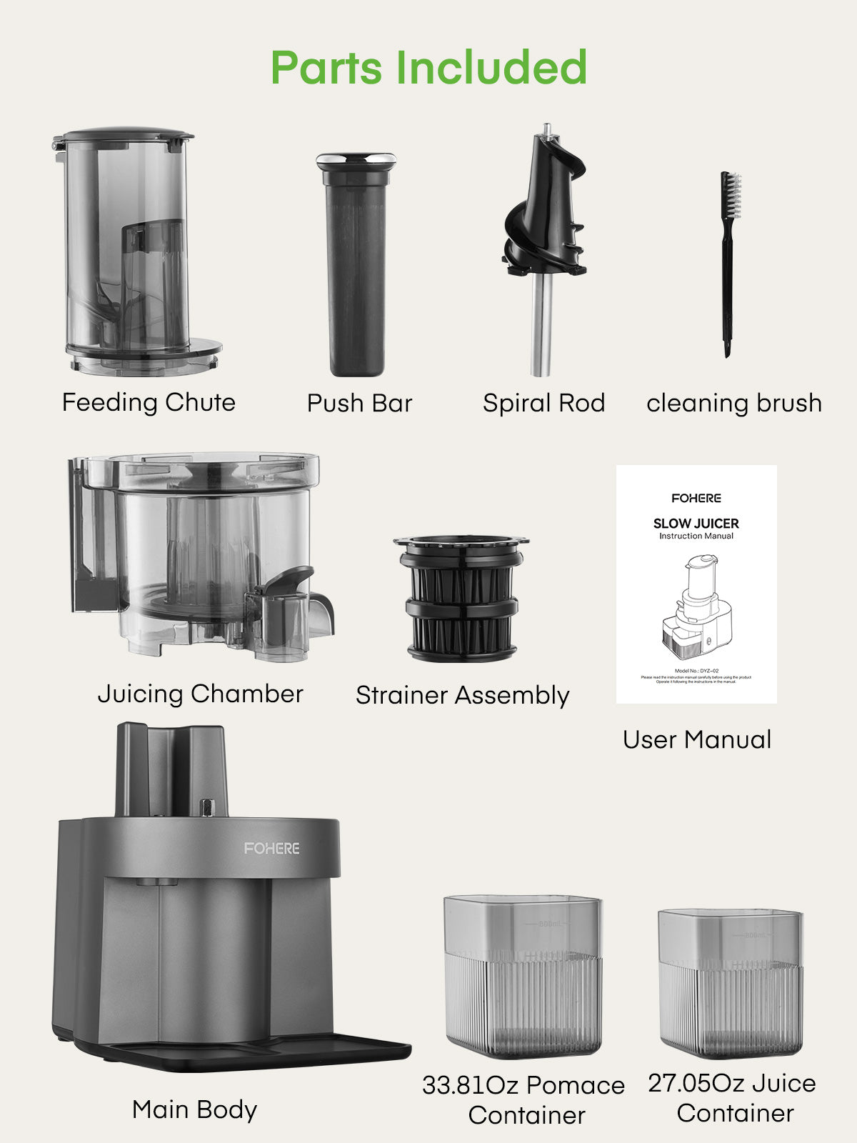 Cold Press Juicer with 5.3 Inches Feed Chute, Easy to Clean with Reverse Function