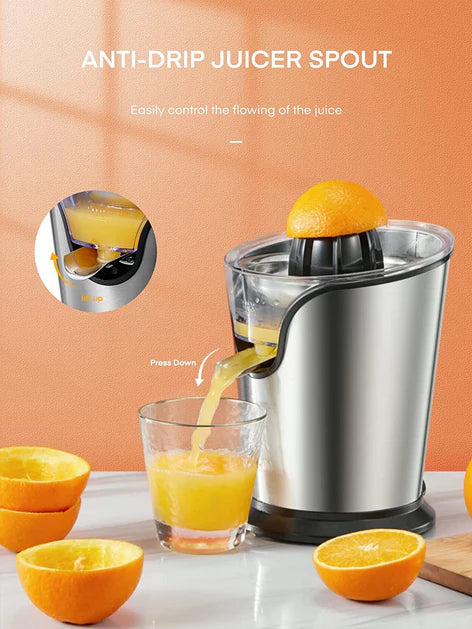 FOHERE Electric Citrus Juicer, Orange Juicer Machine with 2 Size Cones, Stainless Steel Citrus Press Juicer for Orange Lemon