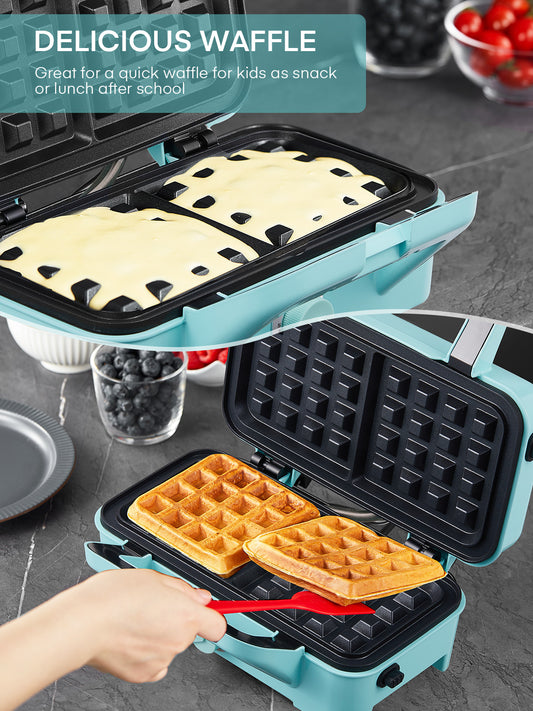 Waffle Maker 3 in 1 Sandwich Maker 1200W Panini Press With Removable Plates and 5-gear Temperature Control