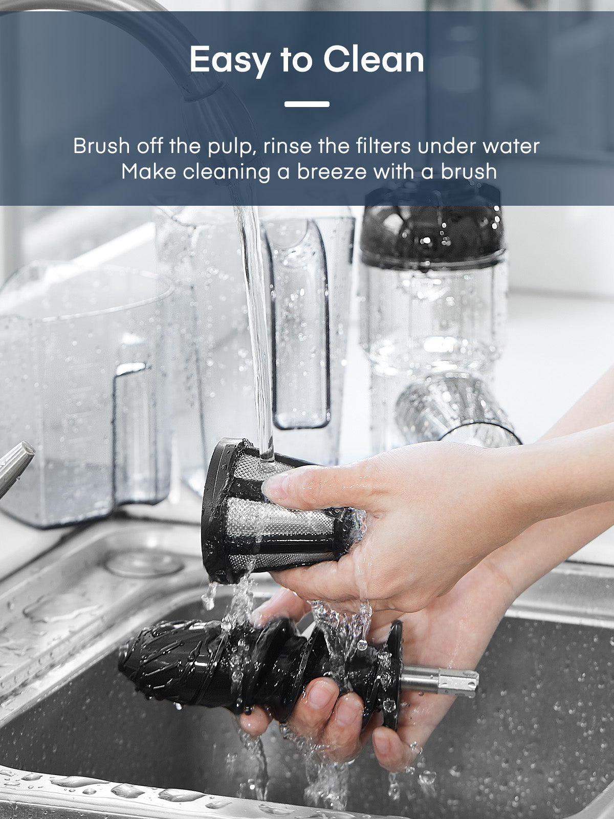 Cold Press Juicer High Juice Yield&Easy Clean, Slow Juicer with Reverse Function&Quiet Motor
