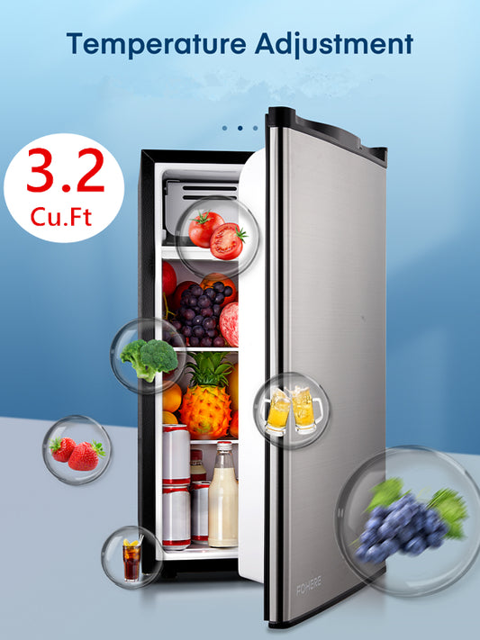3.2 Cu.ft Mini Refrigerator with 7 Temp Control, Compact Fridge with Freezer, Low Noise, Stainless Steel