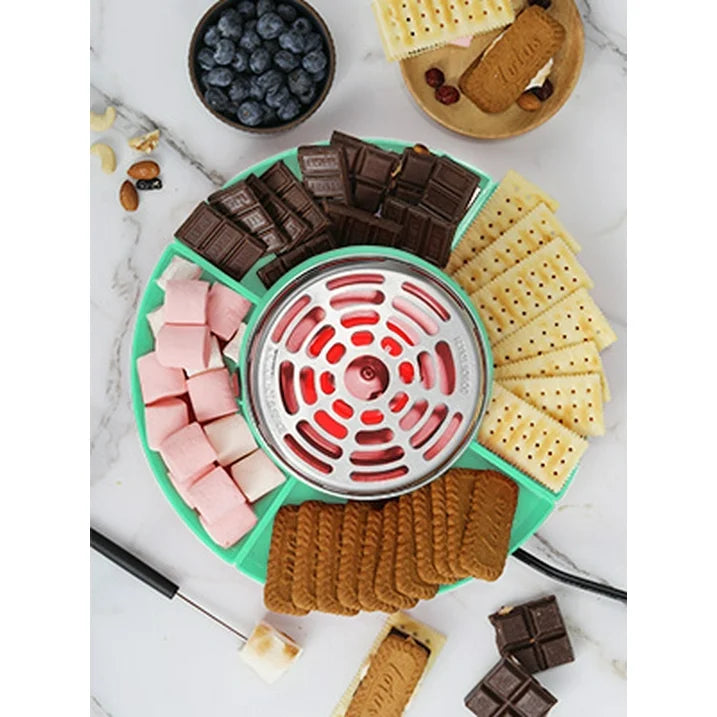 Smores Maker Tabletop Indoor with 4 Detachable Trays & 4 Roasting Forks NEW(12.2"X12.2"X4.7")