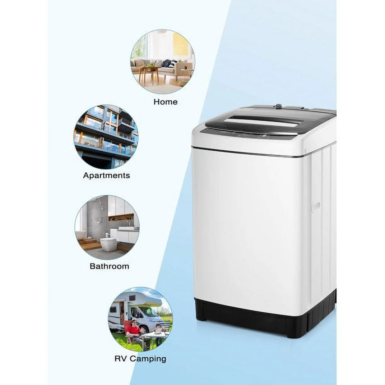 Portable Washing Machine 1.5 Cu.Ft, Compact Washer with 11lbs Capacity, 8 Wash Programs Laundry Washer with Drain Pump, Full Automatic for Apartments, Camping, Dorms, College Rooms, Rv’s, White