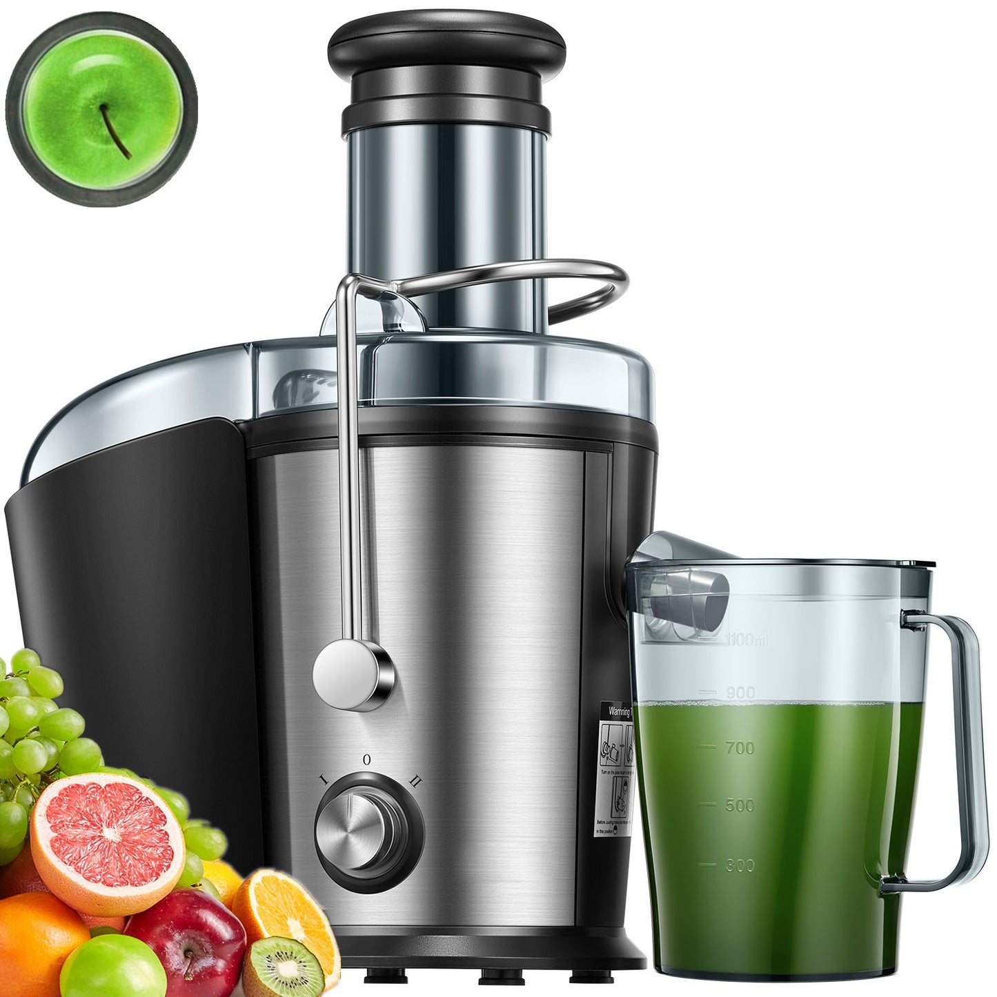 800W Centrifugal Juicer Machines with Large 3'' Feed Chute for Whole Fruits & Vegetables, Juice Extractor Stainless Steel with Dual Speeds, Anti-Drip & BPA-Free