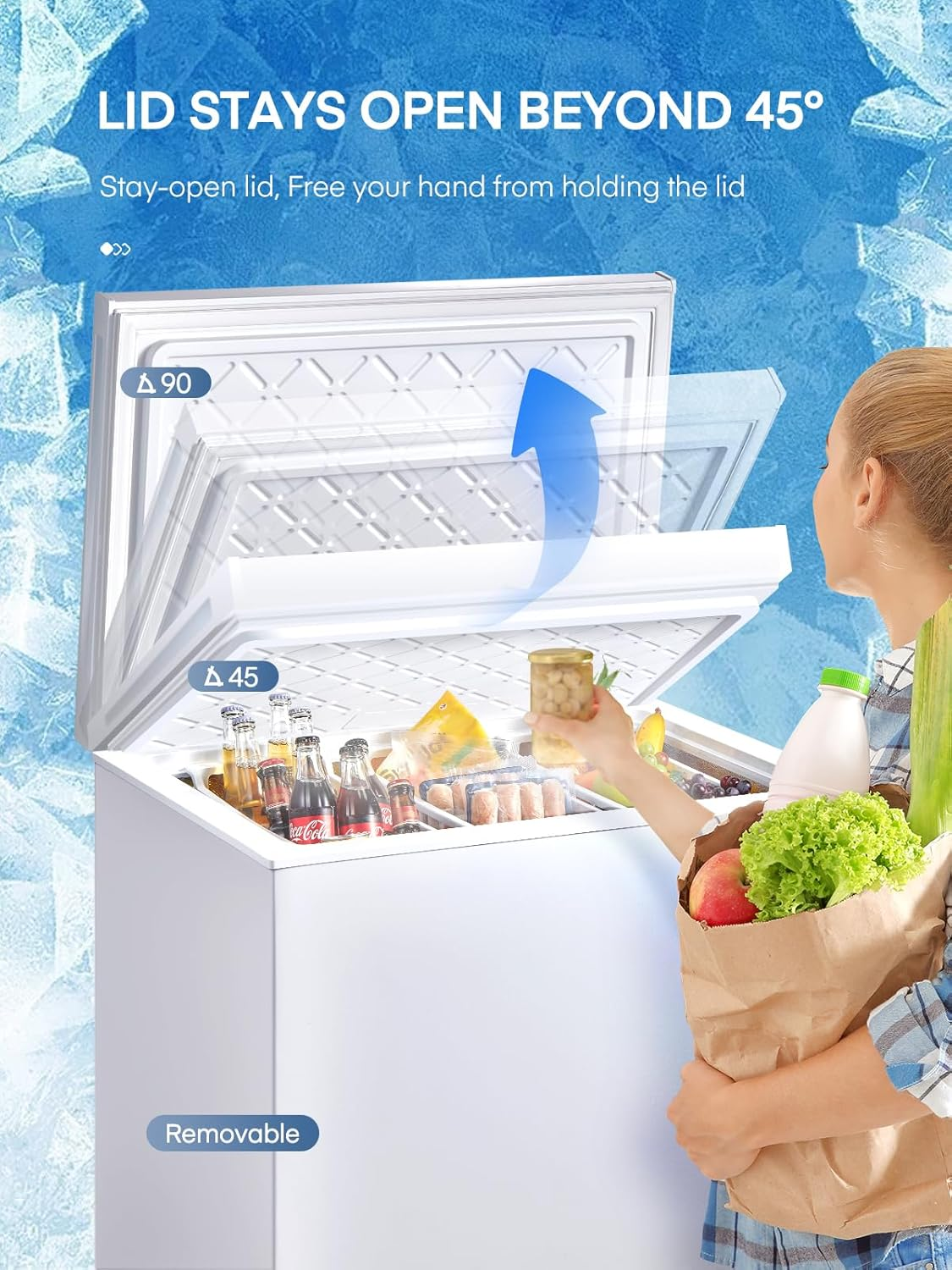 Frigidaire 7.0 Cu. ft. Chest Freezer, White, with 3 Removable Storage Baskets, for Homes, Basements, Garages, RVs