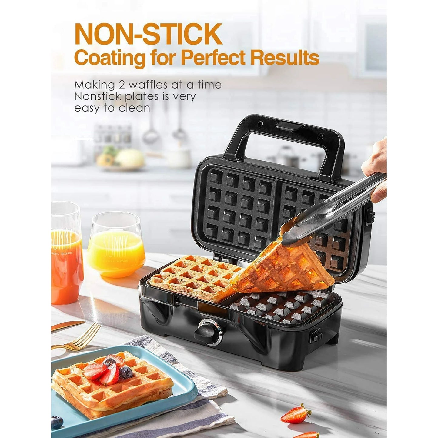 3-in-1 Sandwich Maker with Removable Plates, Waffle Maker and Panini Press Grill, 1200W, Black