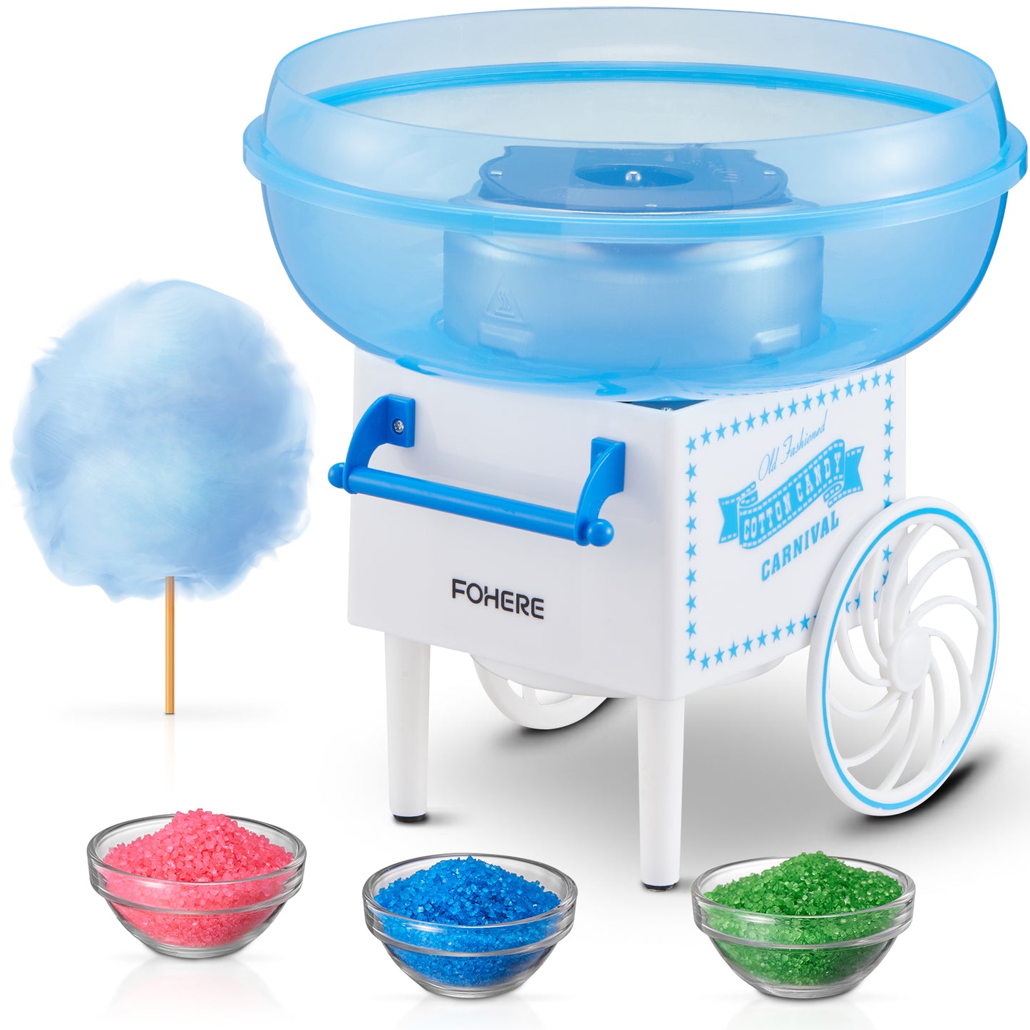 Cotton Candy Machine, Cotton Candy Maker for Kids with Candy Spoon and 10 Candy Sticks, White